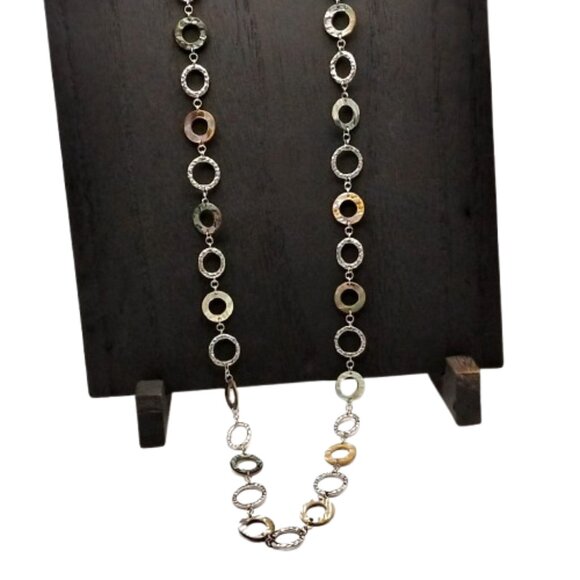 Long Lia Sophia Abalone and Silver-tone Loop Chain Necklace - Picture 3 of 15